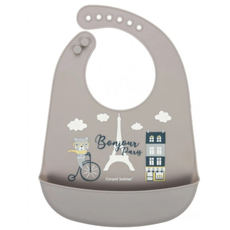 Bavoir Silicone avec Poche "Beige"