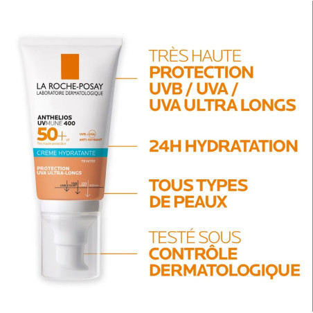 Coffret Crème Solaire Hydratante Teinté "Anthelios UVmune 400 SPF50+" 50ml